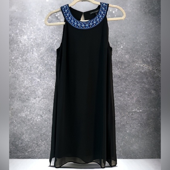 White House Black Market Beaded Detailed Neck Sheer Overlay Halter Dress Size 4 - Picture 9 of 9